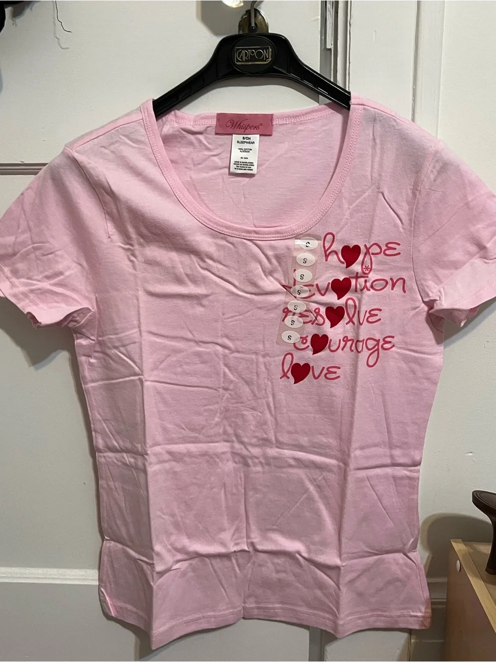 Whispers Pink Heart Pajama Set short and long pants with short sleeve top